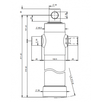 Teleskopski cilinder 2 stopnje 3,5 ton 595mm z luknjo 2022F